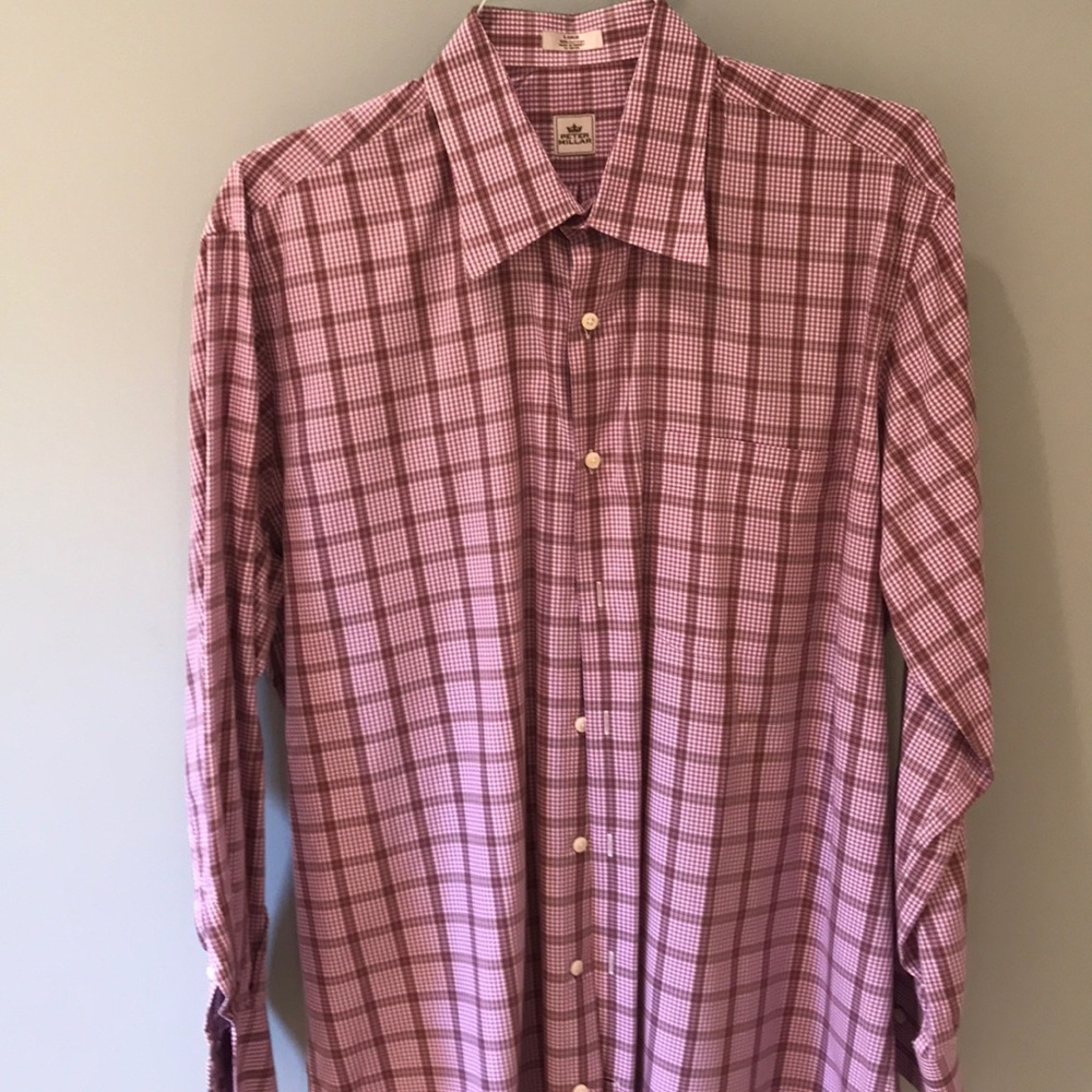 Peter Millar 100% cotton plaid button down shirt